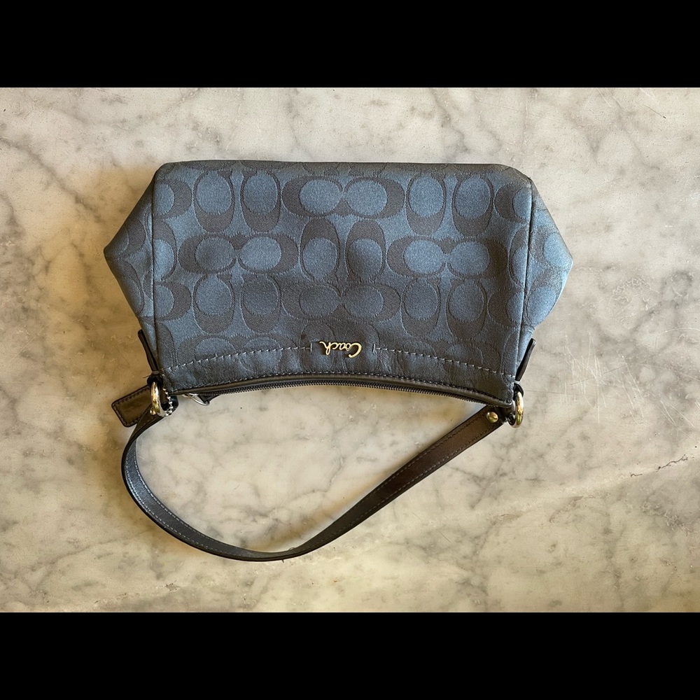 Small blue grey Coach Logo purse
